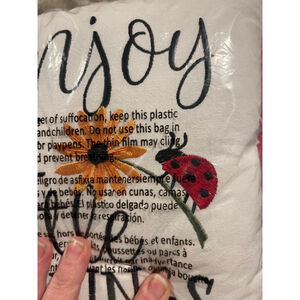 nwt creative coop decorative pillow 10 x 10 inch features lady bug embroidered
